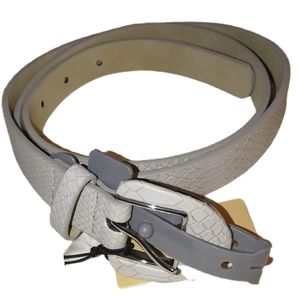 HALOGEN Grey Thin Textured Trouser Fit Buckle Belt